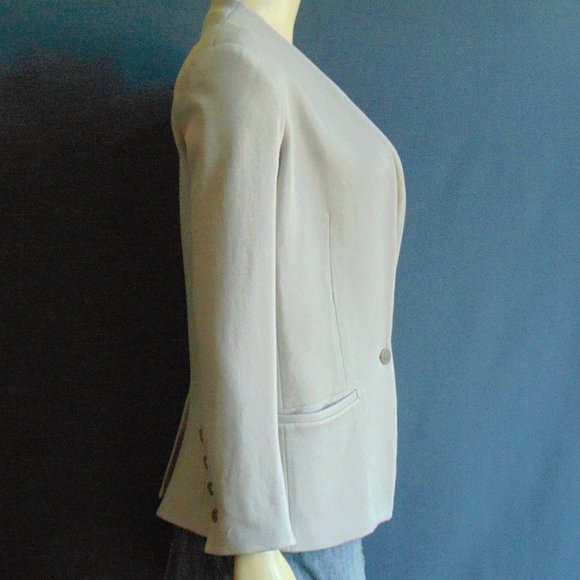 Helmut Lang Beige Collarless Jacket Blazer M - Picture 3 of 5